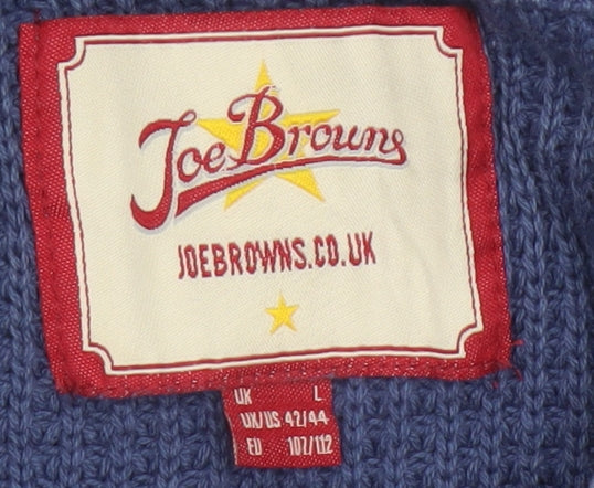 Joe Browns Men's Blue L Chunky Knit Crew Neck Cotton Pullover Jumper