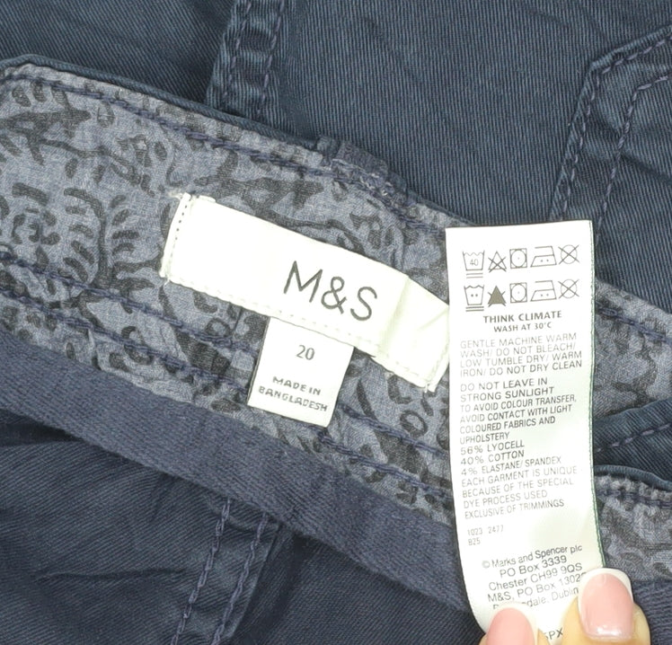 M&S Women’s Navy Blue Size 20 Lyocell Cotton Stretch Cargo Shorts