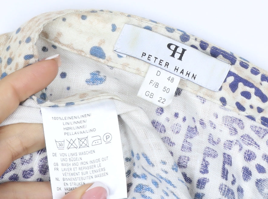 Peter Hahn Women Multicoloured UK 22 Linen 3/4 Sleeve Blouse
