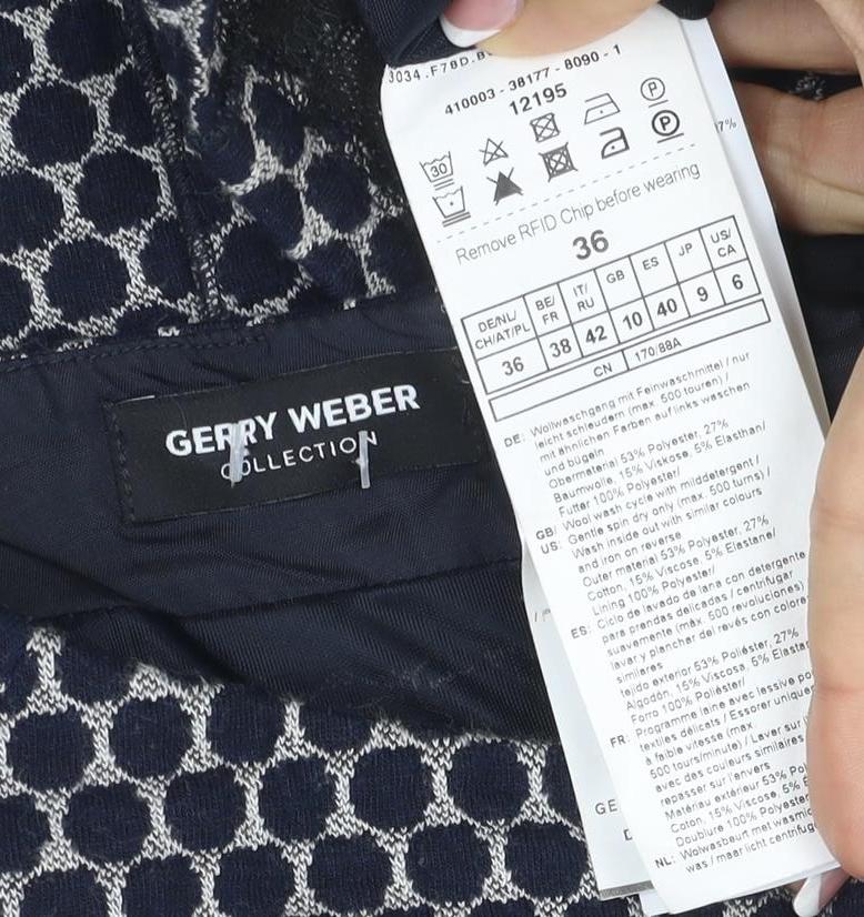 Gerry Weber Women Navy Grey UK 8 Geometric Knit Pencil Mini Skirt
