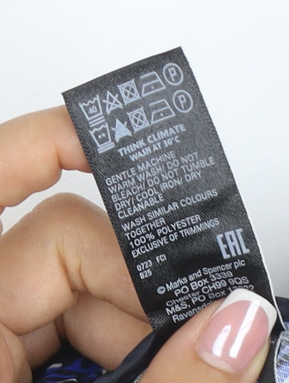 Marks & Spencer Women Blue Geometric Wide-Leg Trousers UK 22 Short