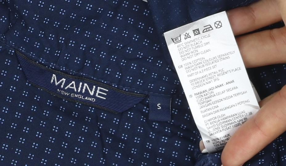 Maine New England Men's Blue S Geometric Long Sleeve Button-Up Shirt