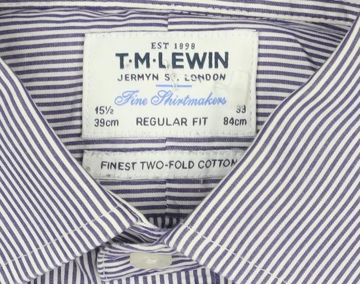 TM Lewin Men’s Purple Stripe 15.5 Regular Fit Cotton Formal Shirt