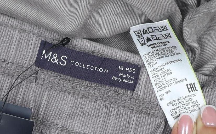 Marks & Spencer Women Grey Size 18 Regular Lyocell Cotton Jogger Trousers