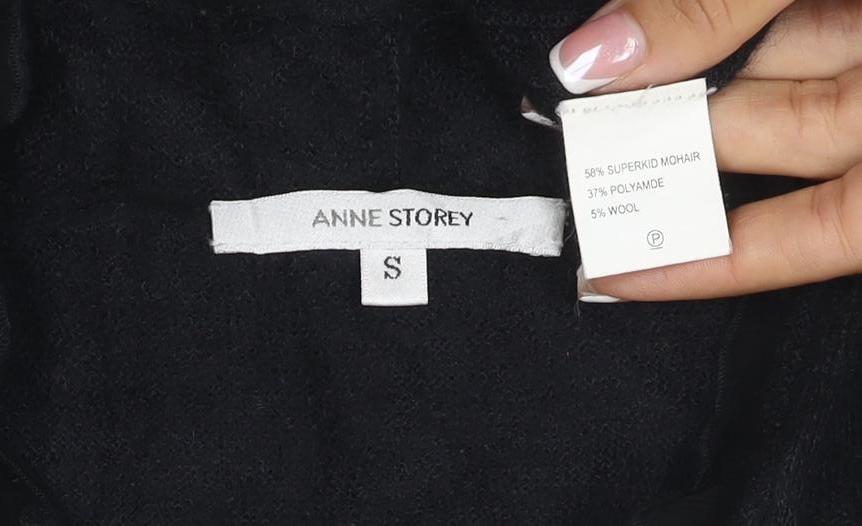 Anne Storey Women’s Black S V-Neck Ruffle Cap Sleeve Knit Wrap Top