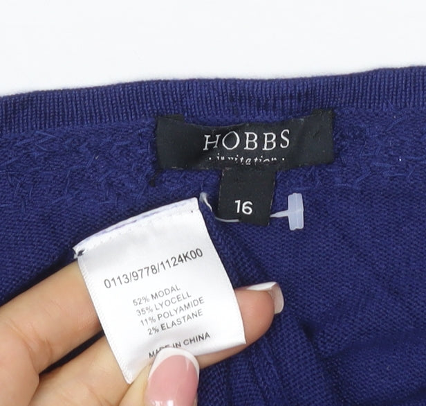Hobbs Women’s Blue Size 16 Beaded Open Knit Cardigan Long Sleeve