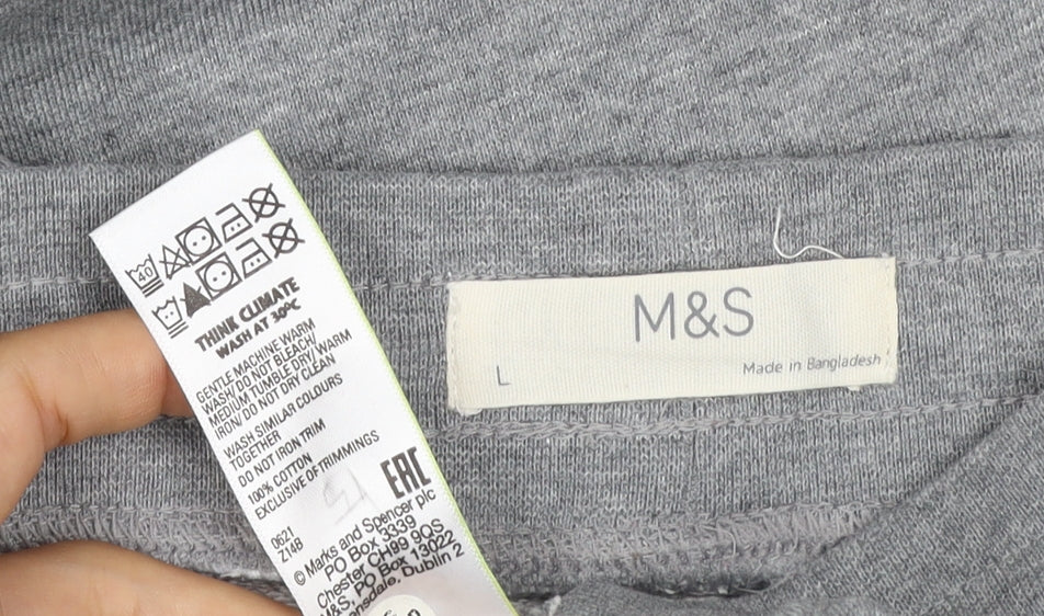 Marks and Spencer Men Grey L Cotton Jersey Drawstring Jogger Trousers
