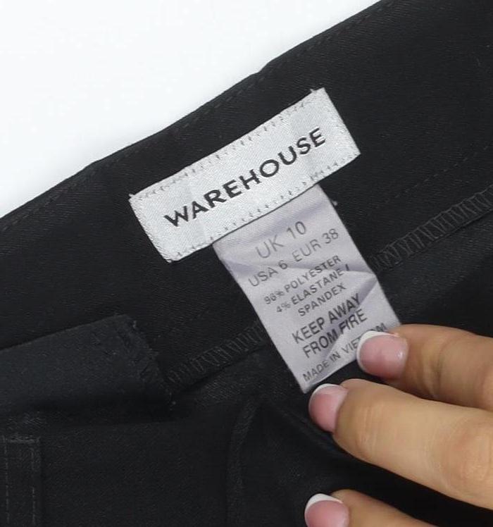 Warehouse Women's Black UK 10 Flared Tailored Dress Trousers