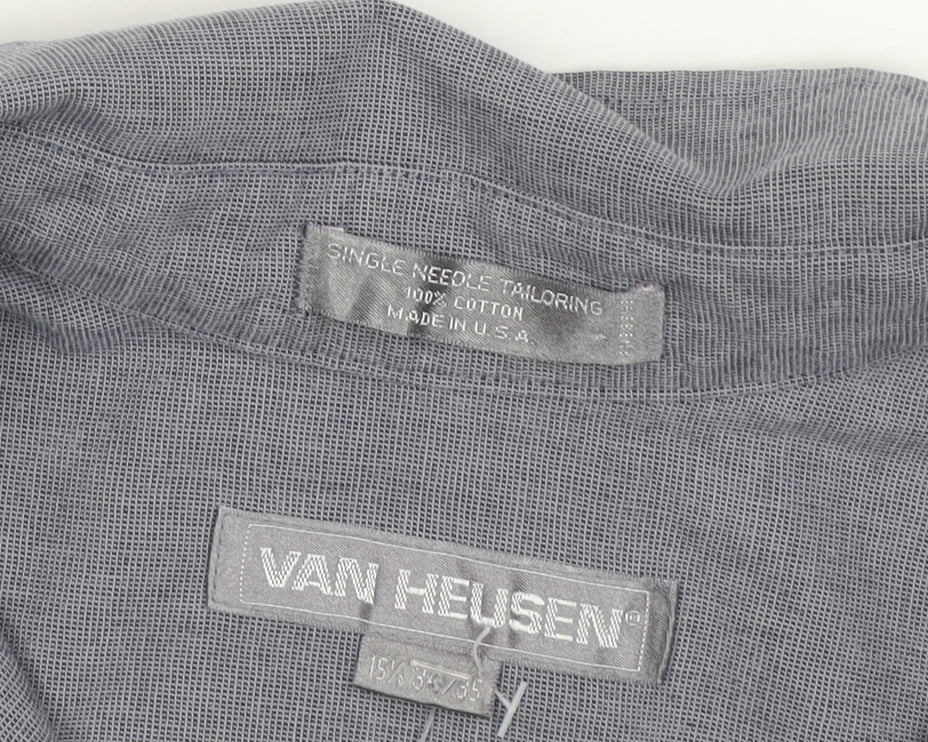 Van Heusen Men Grey 15.5 Regular Fit Cotton Long Sleeve Button-Up Shirt
