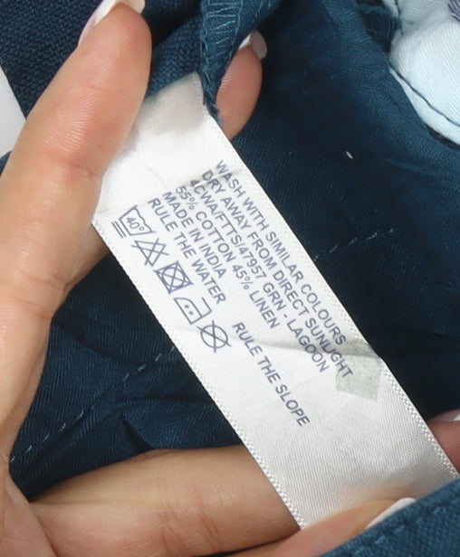 Fat Face Women’s Blue Size 12 Straight Linen Blend Jeans
