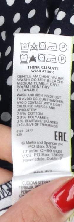 M&S Women’s Blue Polka Dot Tapered Trousers UK 8 Short