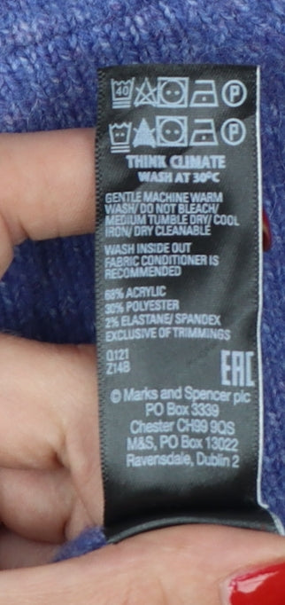 Marks & Spencer Women’s Blue M Hooded Knit Pullover Jumper Pockets