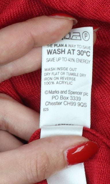 Marks and Spencer Women's Red UK 16 Roll Neck Knit Jumper