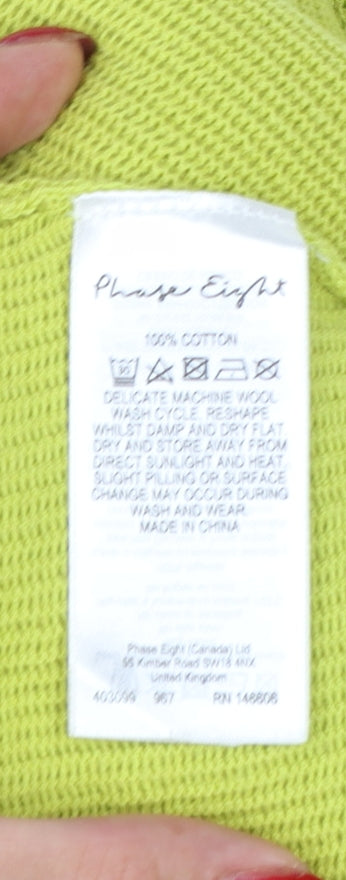 Phase Eight Women’s Yellow Size 12 Cotton Short Sleeve Knit Jumper