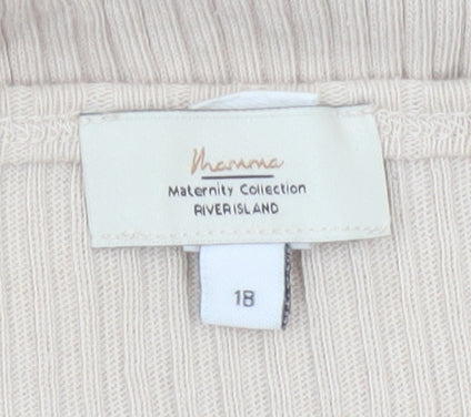 River Island Women Beige Size 18 Maternity Ribbed Maxi Snap Dress