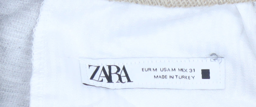 Zara Women Beige Size 12 Tapered Drawstring Trousers
