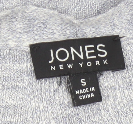 Jones New York Women Grey Size S Open Knit Longline Cardigan Pockets