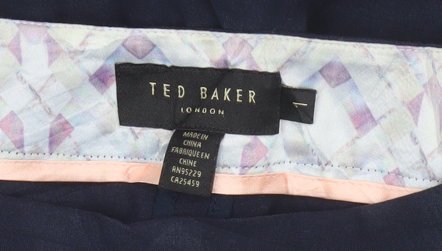 Ted Baker Women’s Navy Blue Size 8 Pleated Tapered Dress Trousers
