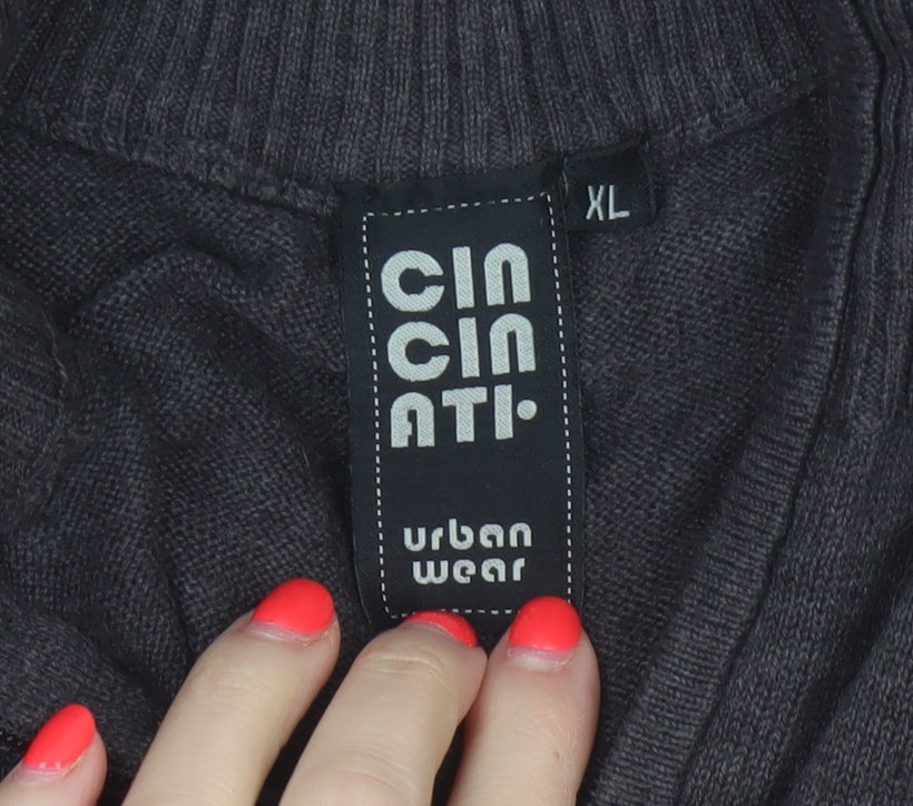 Cincinati Men's Black XL Full Zip Cotton Acrylic Knit Jumper