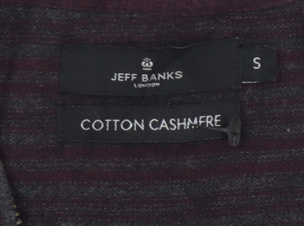Jeff Banks London Men's Burgundy S Cotton Cashmere Full Zip Jumper