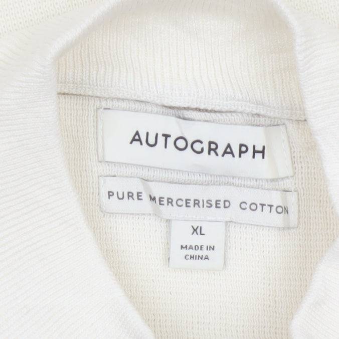 Autograph Men’s Ivory XL Pure Cotton 1/4 Zip High Neck Jumper