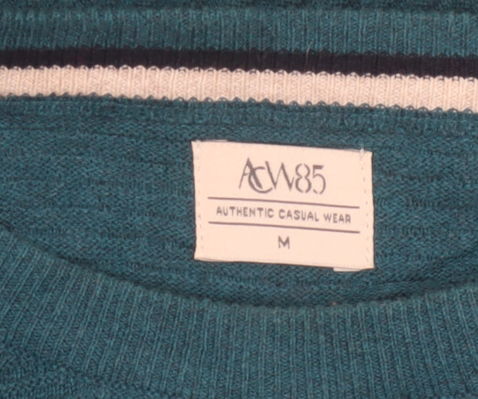 ACW85 Men’s Green Medium Cotton Crew Neck Knit Pullover Jumper