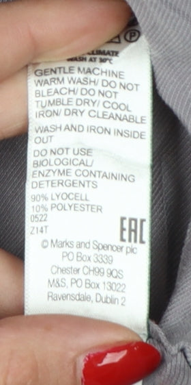 Marks and Spencer Women Grey Size 14 Tapered Tencel Rich Paperbag Trousers