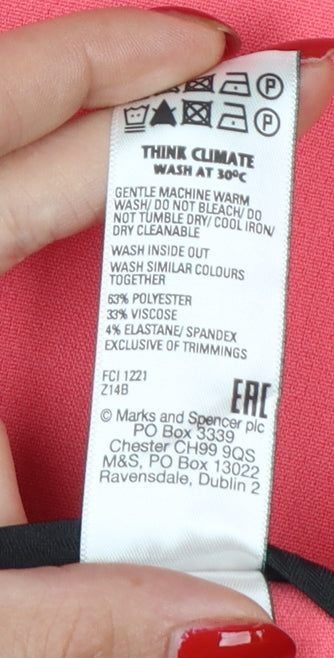 Marks and Spencer Women Pink UK 14 Long Wide-Leg Tailored Trousers