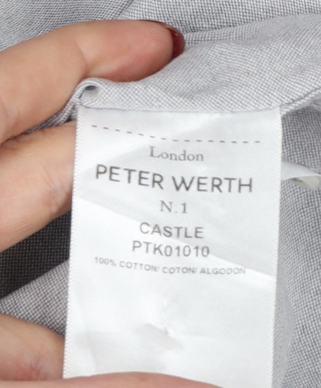 Peter Werth Men’s Grey L Castle Cotton Button-Down Long Sleeve Shirt