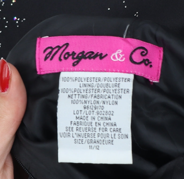 Morgan & Co Teens Black Size 12 Strapless Maxi Glitter Prom Dress