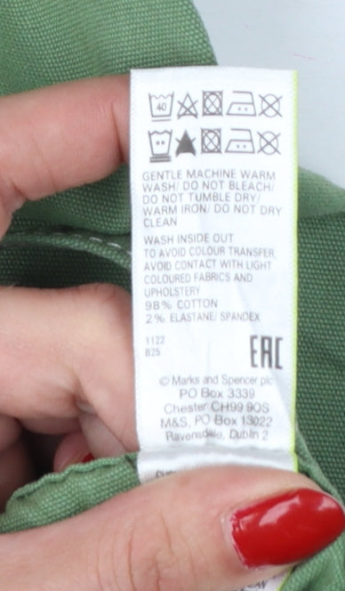 Marks and Spencer Women Green UK 10 Cargo Tapered Belted Trousers