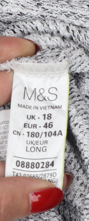 M&S Women Grey Size 18 Long Knit Jumper Dress Raglan Zip Hem