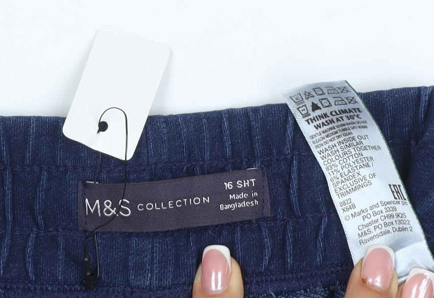 Marks and Spencer Women’s Blue Size 16 Short Tapered Stretch Trousers