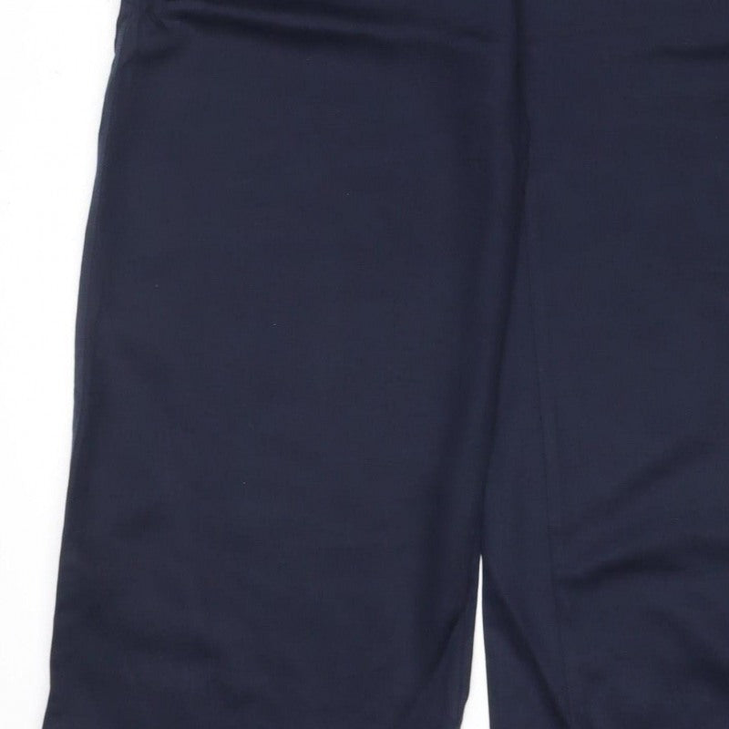 M&S Womens Blue UK 8 Long Wide-Leg Elastic Waist Trousers