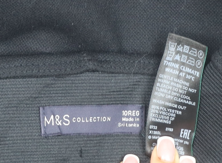 Marks and Spencer Women Black Size 10 Regular Pull-On Straight Trousers