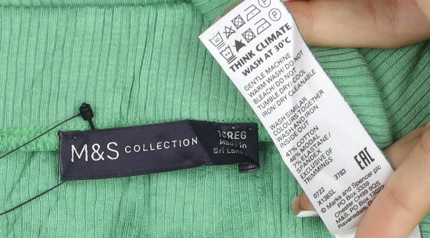 Marks and Spencer Women Green Size 16 Rib Knit Midi Pencil Skirt