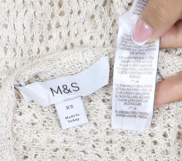 M&S Women Ivory XS Knit Jumper Dress Knee Length Casual