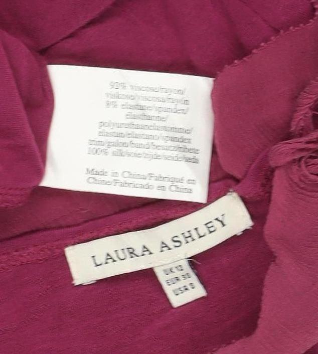 Laura Ashley Women Burgundy UK 8 Basic Long Sleeve Boat Neck Jersey Top