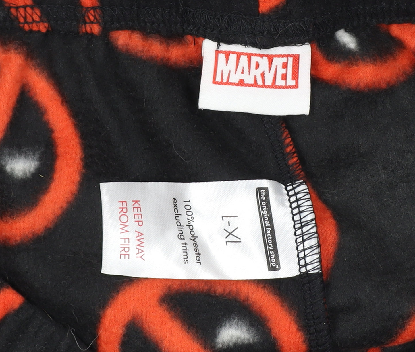 Marvel Men Black XL Deadpool Fleece Pyjama Pants Superhero