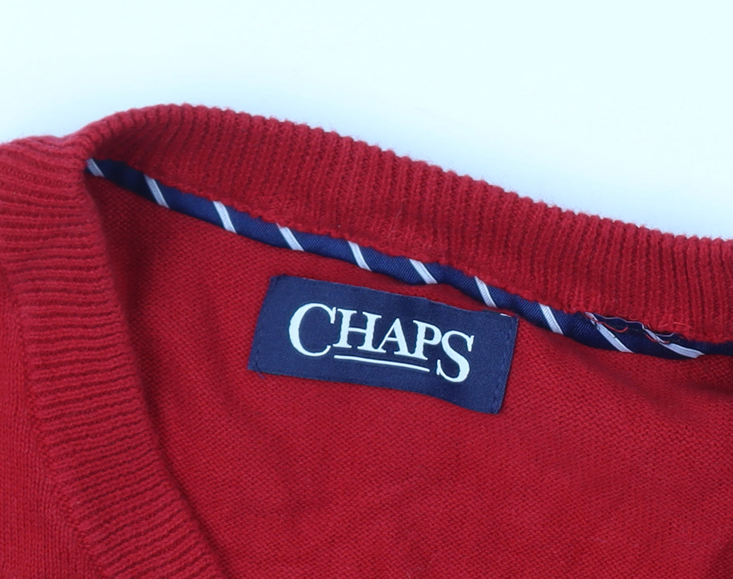 Chaps Men’s Red Size S Cotton V-Neck Logo Knit Sweater Vest