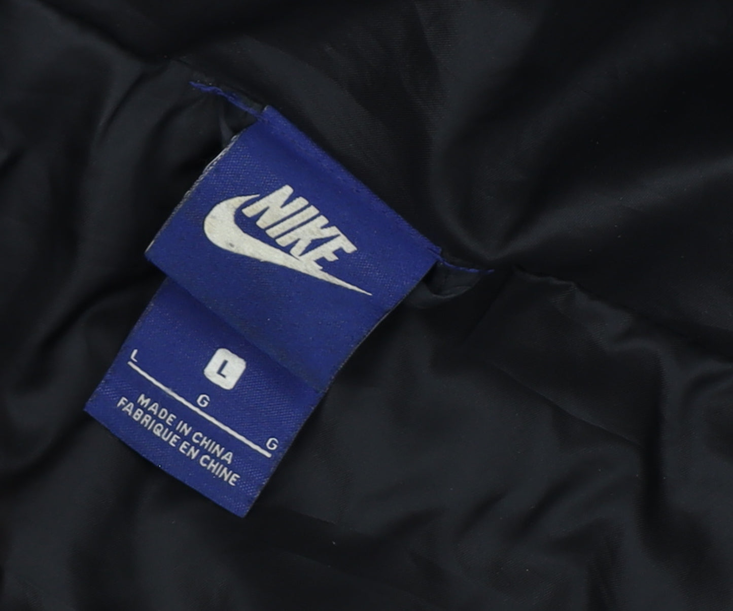 Nike Men’s Black Large Long Hooded Puffer Jacket Logo