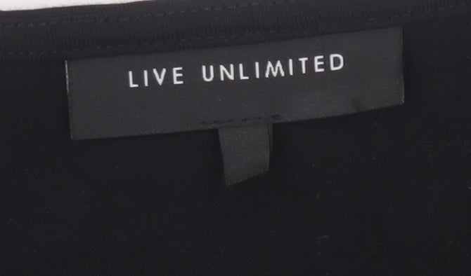 Live Unlimited Women's Black Size 20 Basic V-Neck Long Sleeve Cotton Top