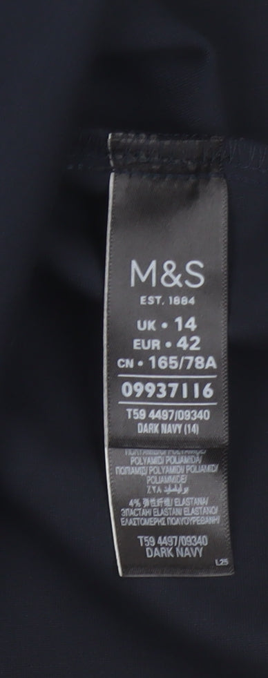 Marks & Spencer Women Blue UK 14 Trumpet Midi Stretch Skirt