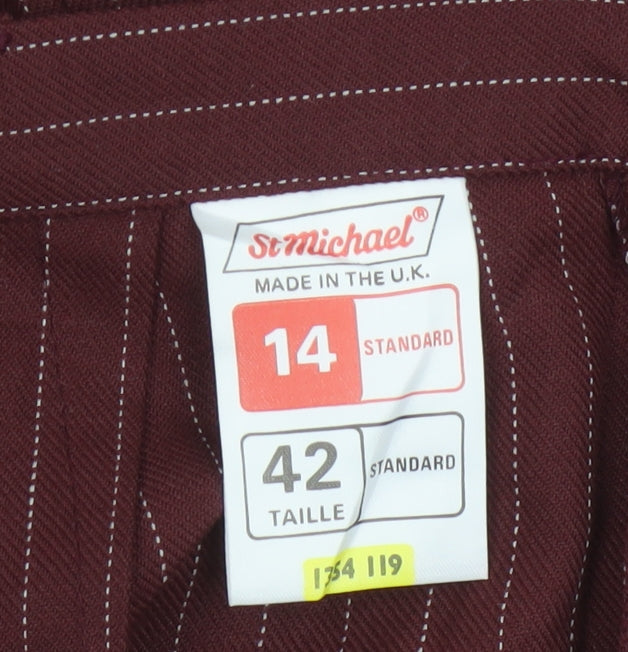 St Michael Women Red UK 14 Flared Pinstripe Midi Skort