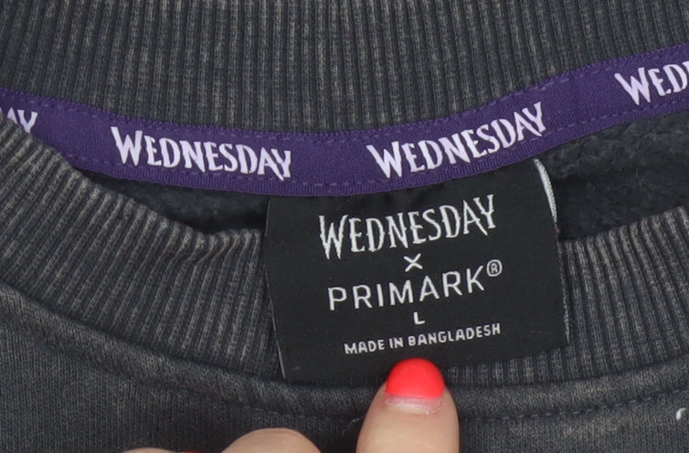 Wednesday x Primark Women’s Black L Oversized Graphic Crew Sweatshirt