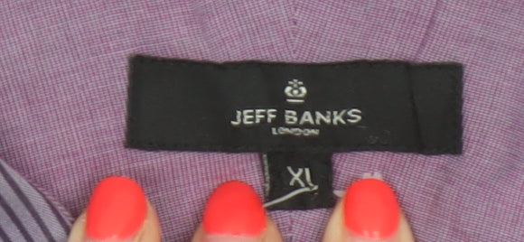 Jeff Banks London Men's Purple XL Striped Cotton Button-Up Shirt