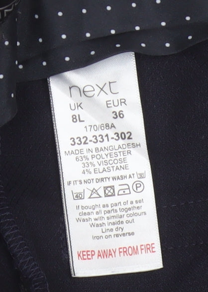 Next Women Black UK 8 Tall Tapered Work Dress Trousers Pockets