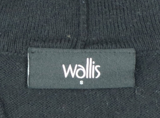 Wallis Women Black S Longline Open Knit Cardigan Button Pockets