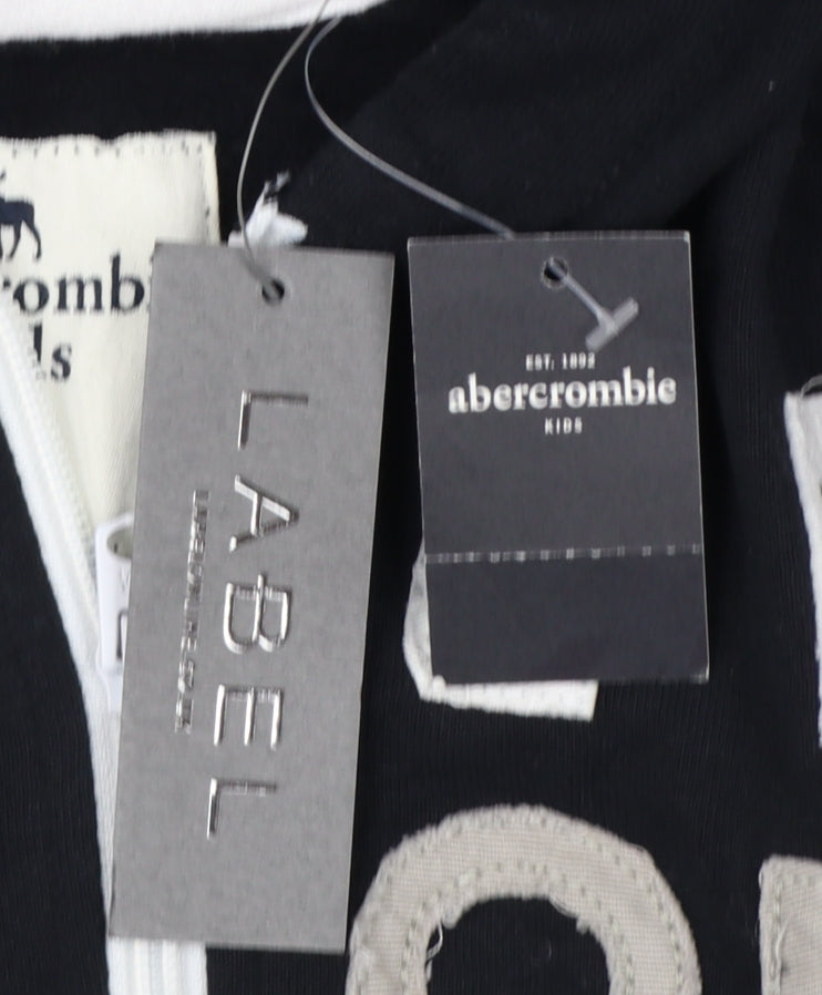 Abercrombie Kids Boys Black 13-14 Years Full Zip Logo Hoodie