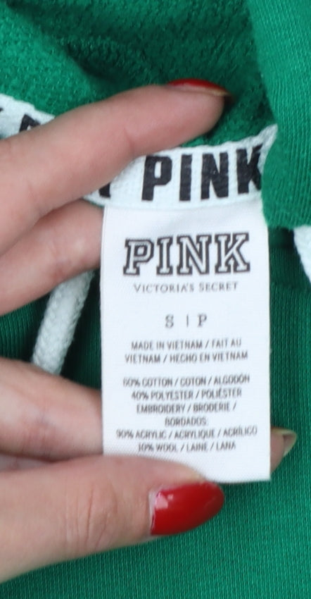 Victoria's Secret PINK Women Green S Pullover Hoodie Logo Fleece